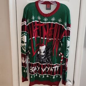 WWE Authentic Bray Wyatt Green and Red Crewneck Sweater